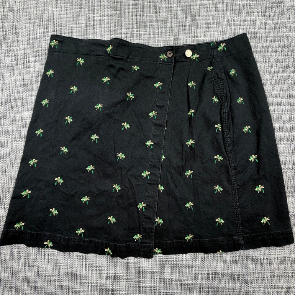 Kate Hill Womens Wrap Skirt Tagged 18W Altered Black Palm Trees Embroidered - Picture 1 of 6